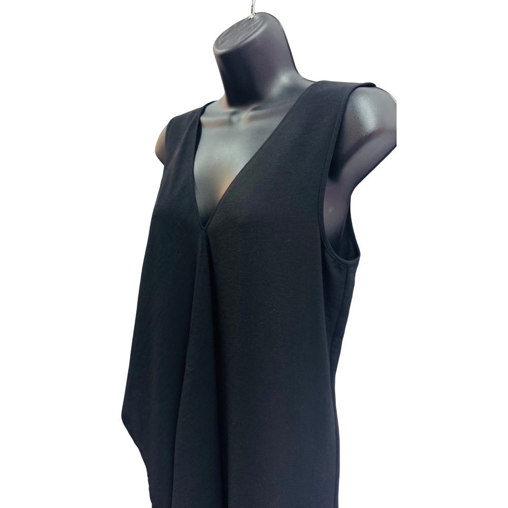 White House Black Market Black Asymmetric Drape Front Midi Dress Womens Size 10 - Picture 5 of 5